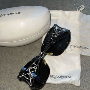 YSL logo Swarovski crystal aviator sunglasses